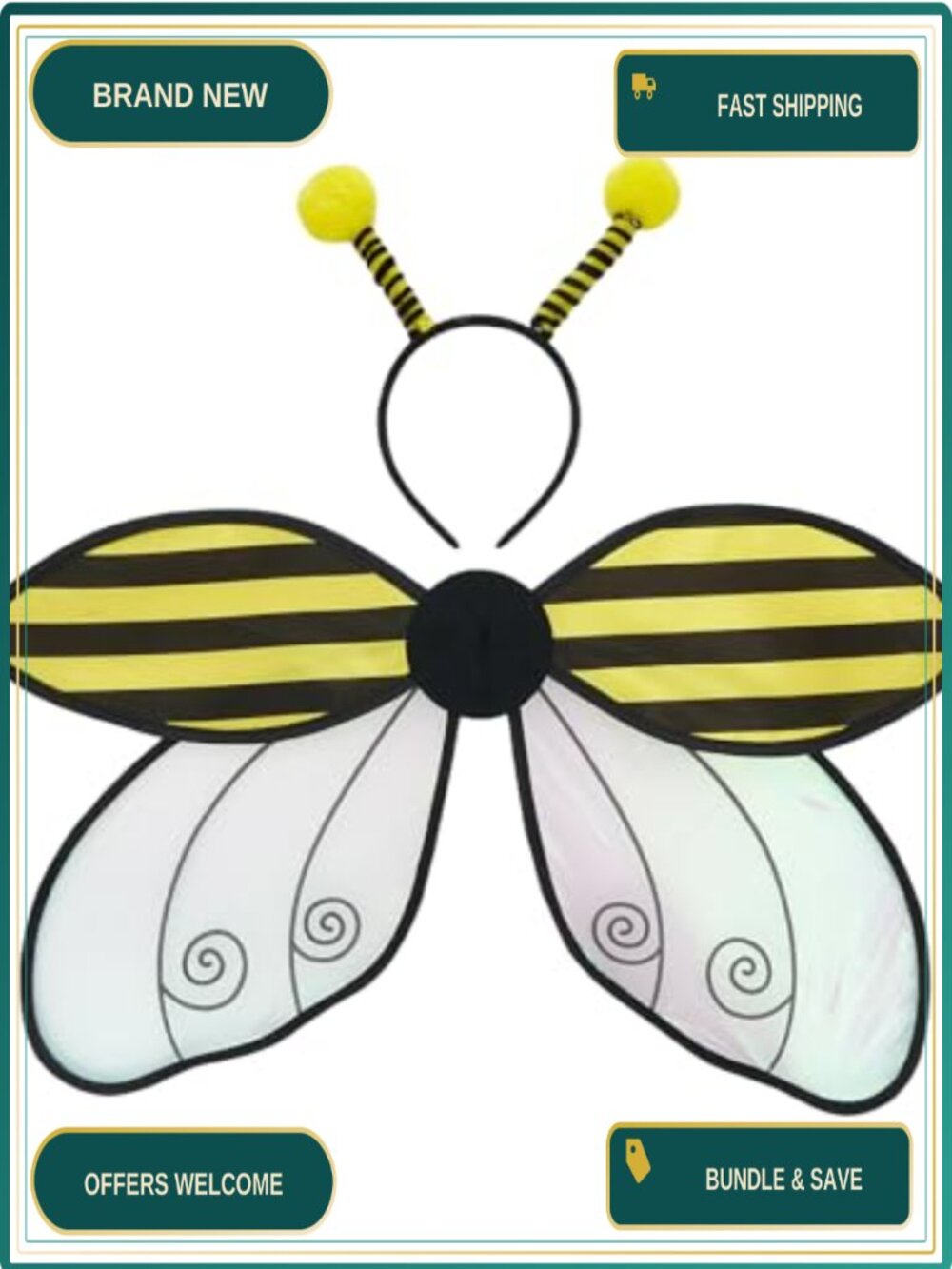 Bumble Bee Ladybug Costume Accessory Set Wings Antenna Headband